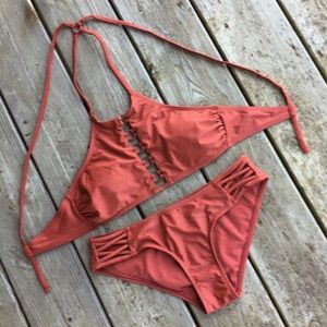 XHILARATION HALTER ADJUSTABLE BIKINI with CIRCLE TIE UPS